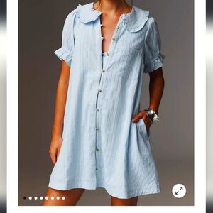 Anthropologie By Pilcro Keirs Collared Button Front Mini Dress   Size Small